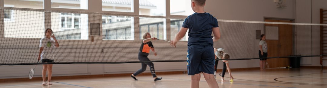 Children in the school gymnasium