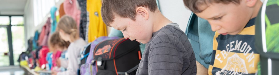 Children in the school gymnasium