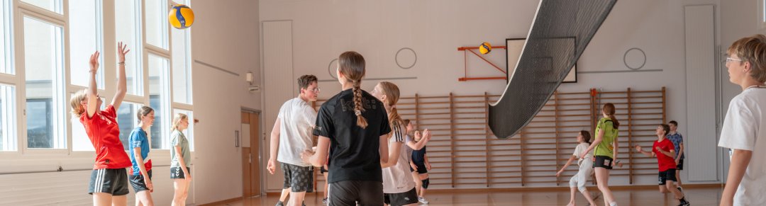 Children in the school gymnasium
