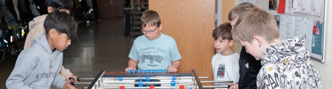 Children in the school gymnasium