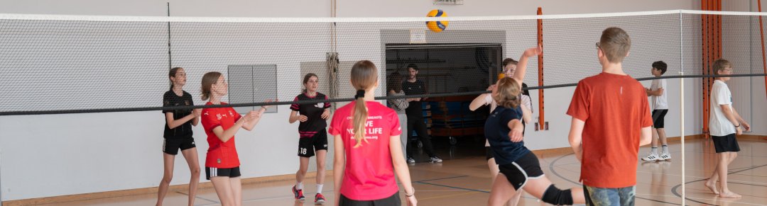 Children in the school gymnasium
