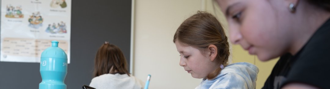 Children in the school gymnasium