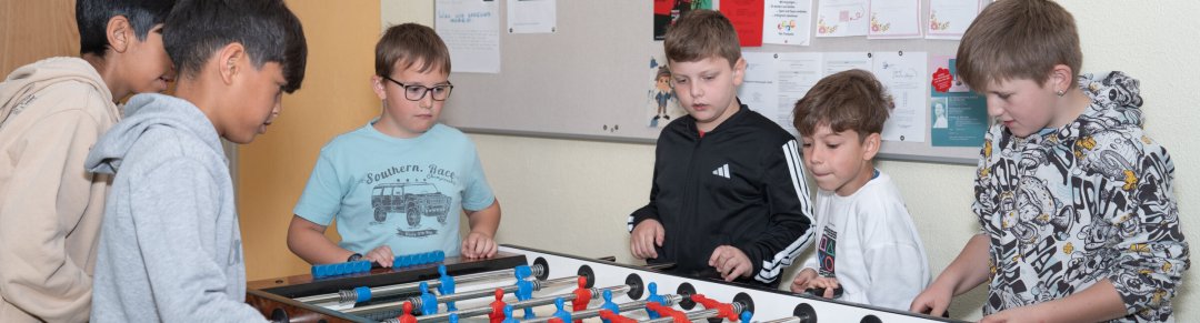 Children in the school gymnasium