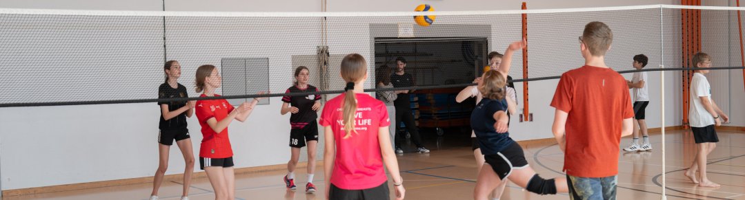 Children in the school gymnasium