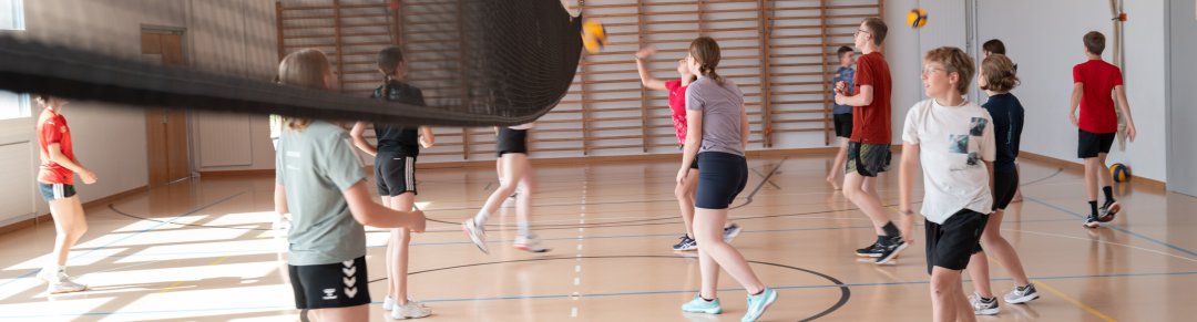 Children in the school gymnasium