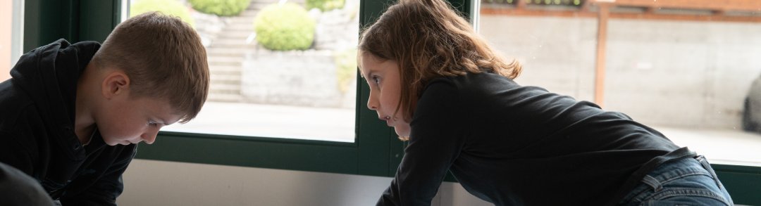 Children in the school gymnasium