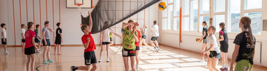 Children in the school gymnasium