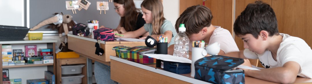 Children in the school gymnasium