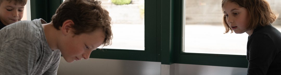 Children in the school gymnasium